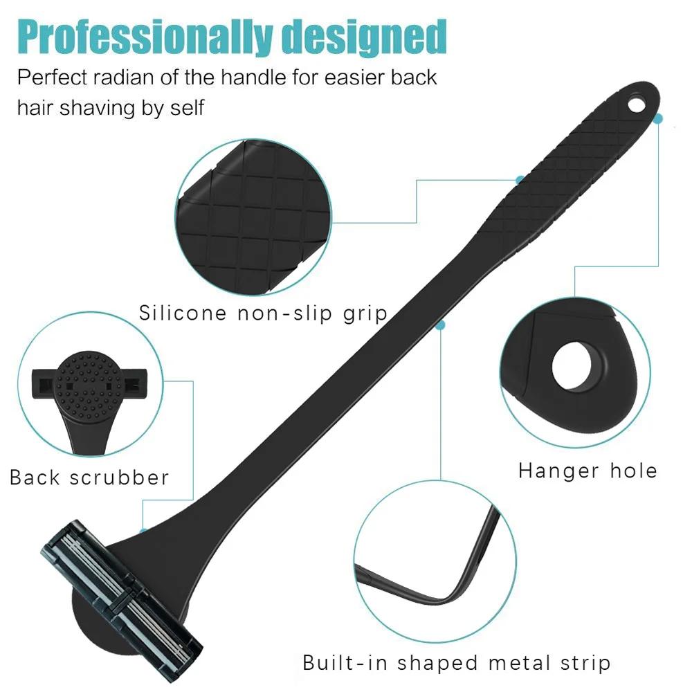 Rasoir à dos en Silicone 2 en 1 pour hommes, épurateur avec trois couches pour une épilation efficac