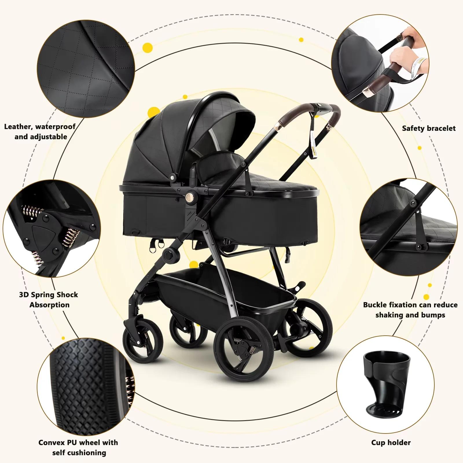 Poussette bébé 3 en 1 landau Portable luxueux voyage landau haute paysage nouveau-né bébé poussette 