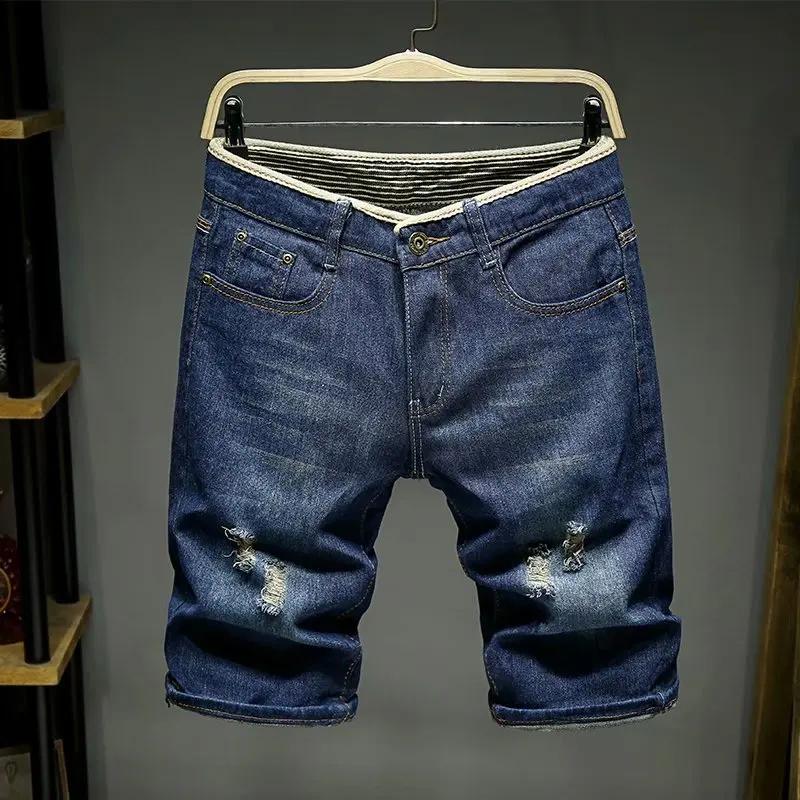 Hommes Denim Shorts été nouveau Style Section mince Force élastique coupe ajustée jean court mâle ma