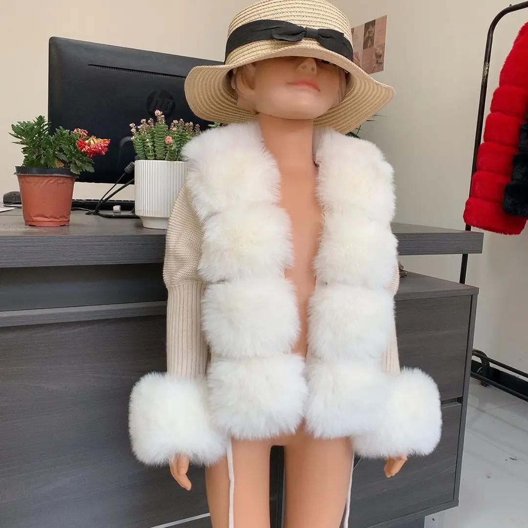 Nouveau cardigan en fausse fourrure pour enfants automne et hiver cardigan en fourrure tricotée en f