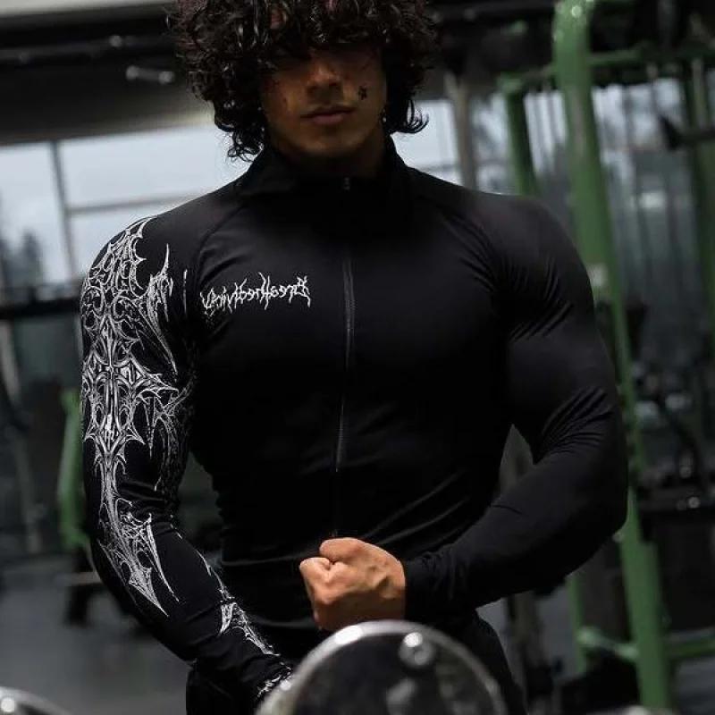 Veste imprimée à fermeture éclair grande taille pour hommes, vêtements de sport tendance de Style am