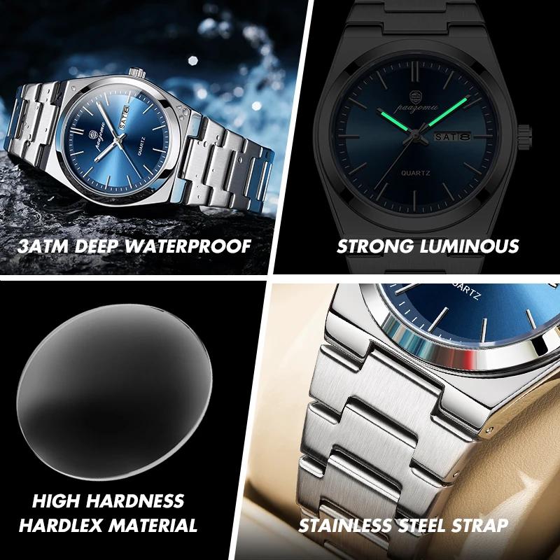 PAAZOMU Montre à quartz ultra-fine pour hommes et femmes, style minimaliste, étanche, lumineuse, bra