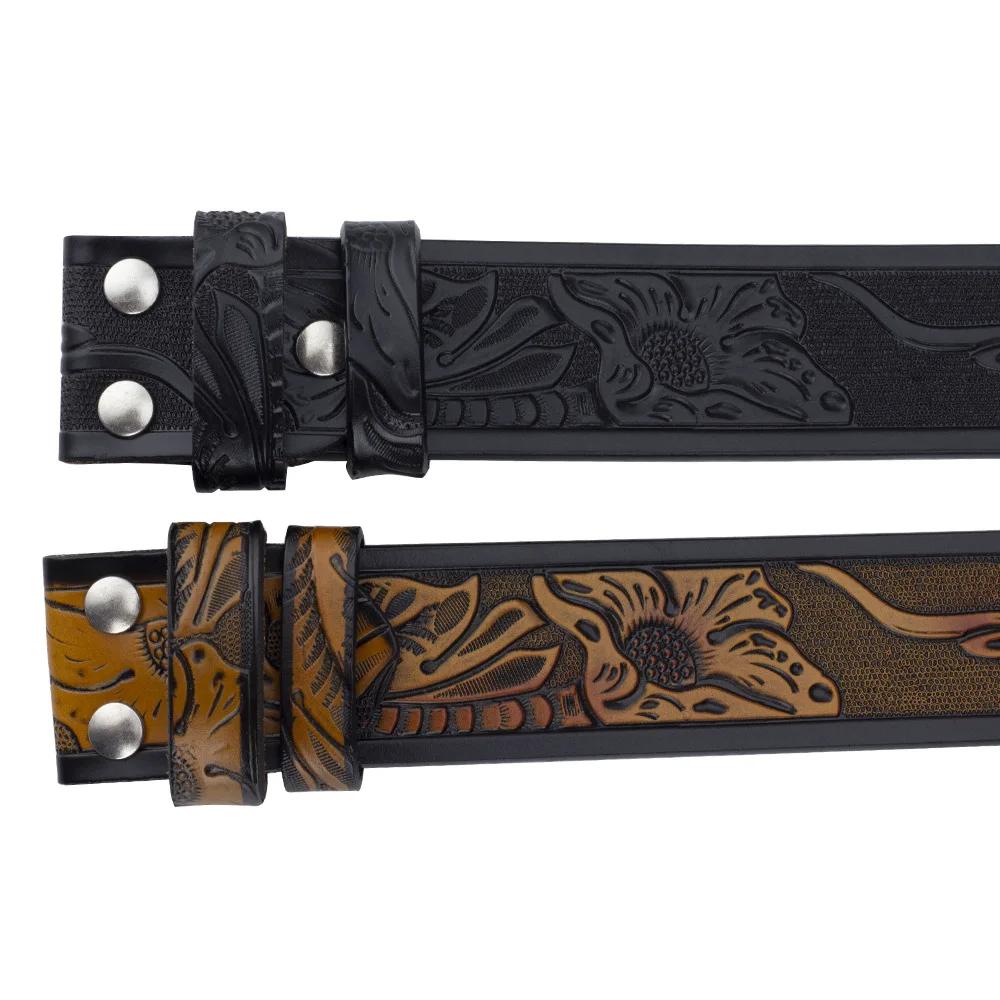 Ceinture en cuir véritable pour homme, peau de vache Tang, motif aigle de vache, ceinture Western Co