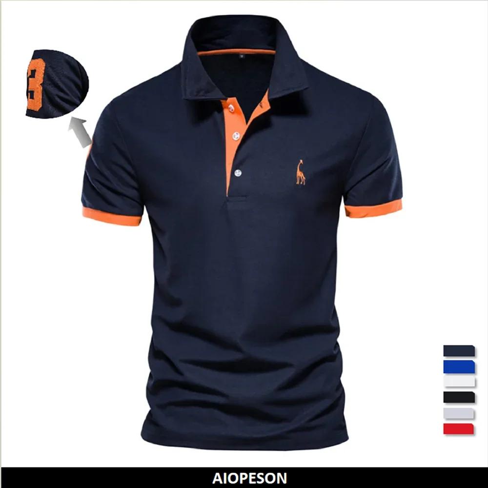 Polo Girafe à Manches Courtes pour Homme, Chemise Brodée de Qualité, Décontractée, Business, Social,