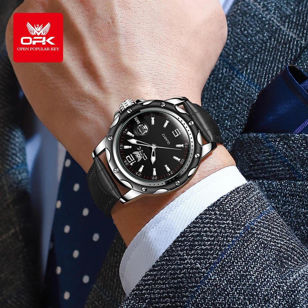 OPK 6026 Ceinture en acier, décontractée et minimaliste avec date, montre à quartz pour homme