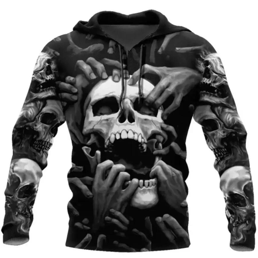 Sweat à capuche Skull Bearing pour hommes, sweat-shirt unisexe, vêtements décontractés respirants, m