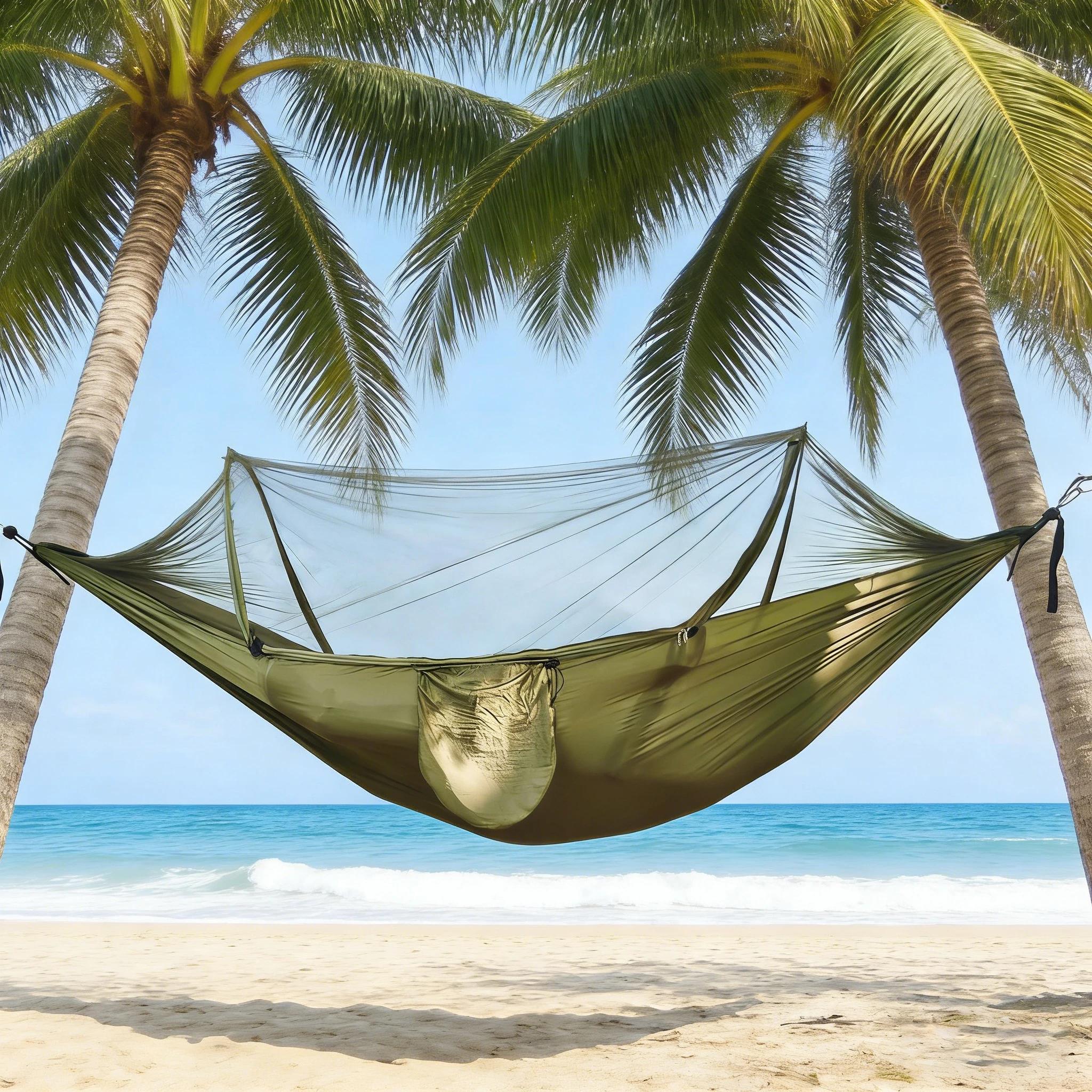 Hamac de camping camouflage avec moustiquaire, hamac portable anti-moustiques pour la randonnée en p