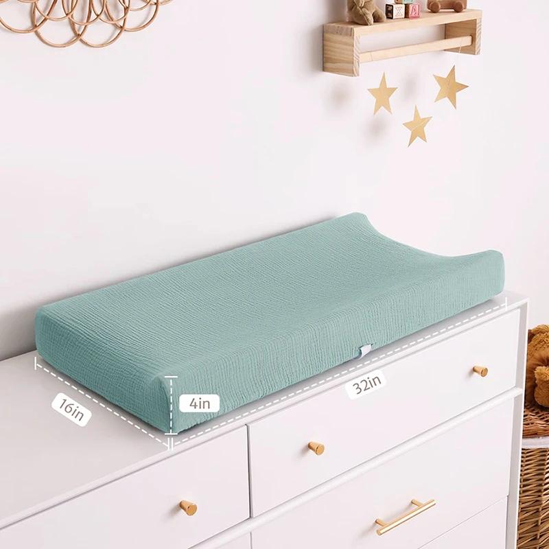 Housse de matelas à langer en mousseline pour bébé, 2 pièces, douce et respirante, en coton, pour Ta