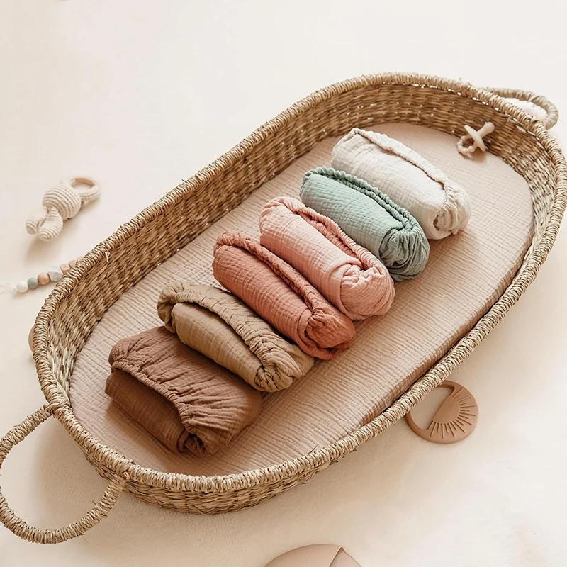 Drap-housse de berceau pour bébé, 2 pièces, housse de matelas à langer pour nouveau-né, imprimé soli