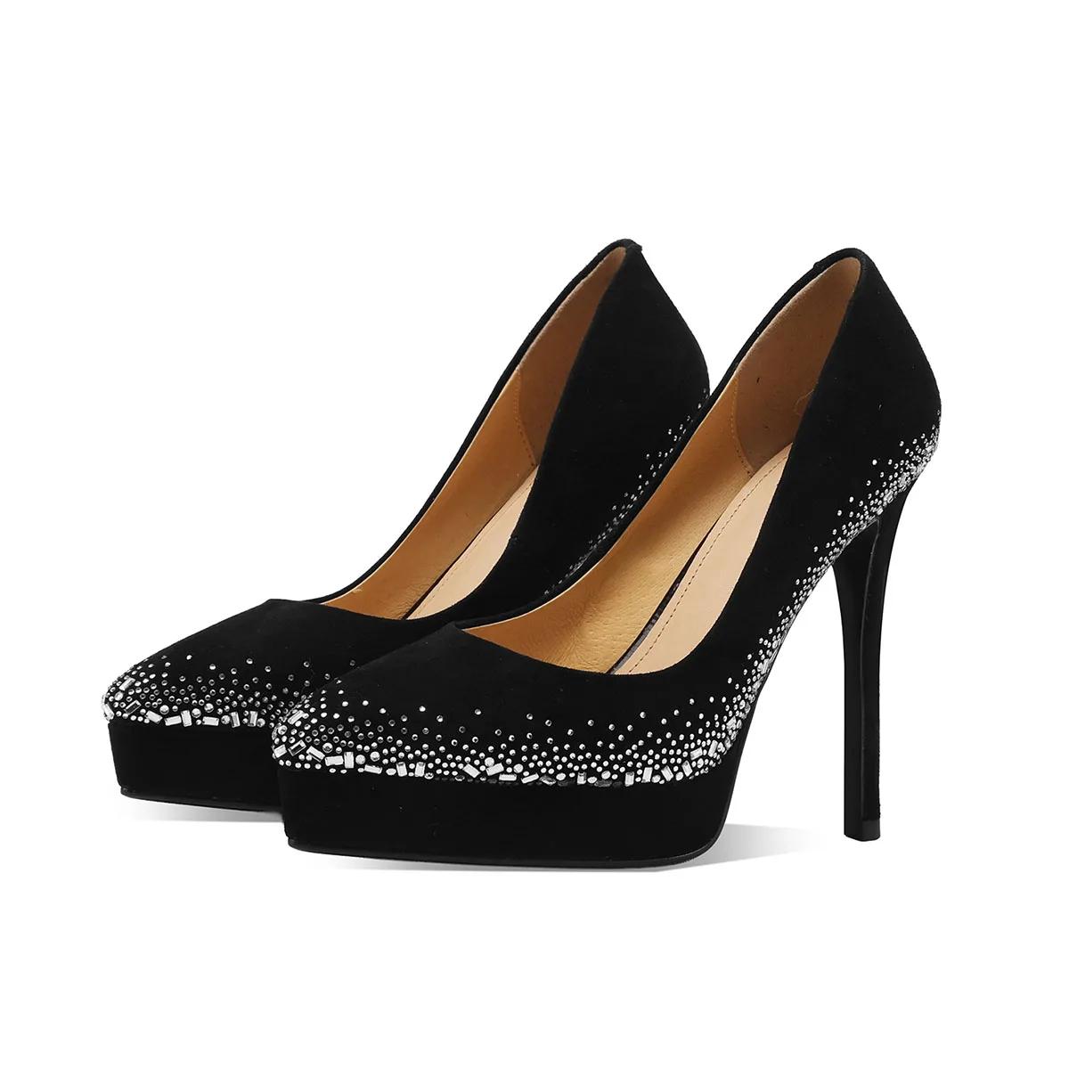Escarpins à plateforme Arden Furtado en daim de mouton, à bout pointu et talons fins, super talon ha
