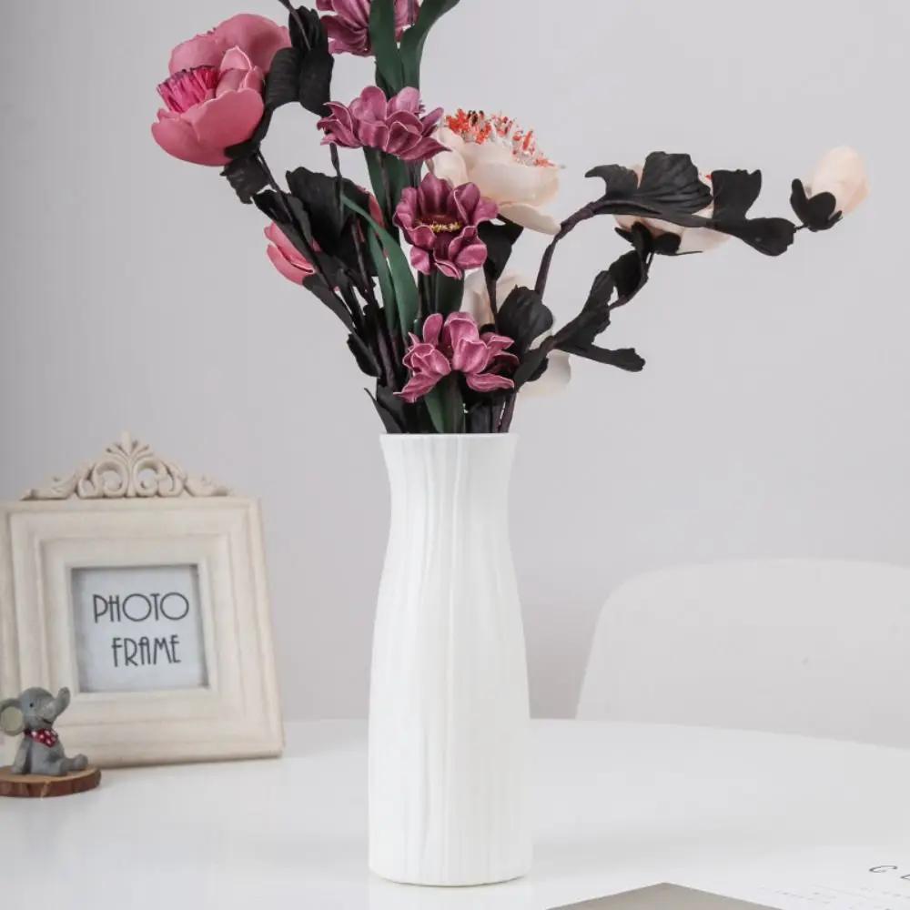 Vase à Fleurs en Plastique et Céramique Solide, Récipient de Décoration de Salon