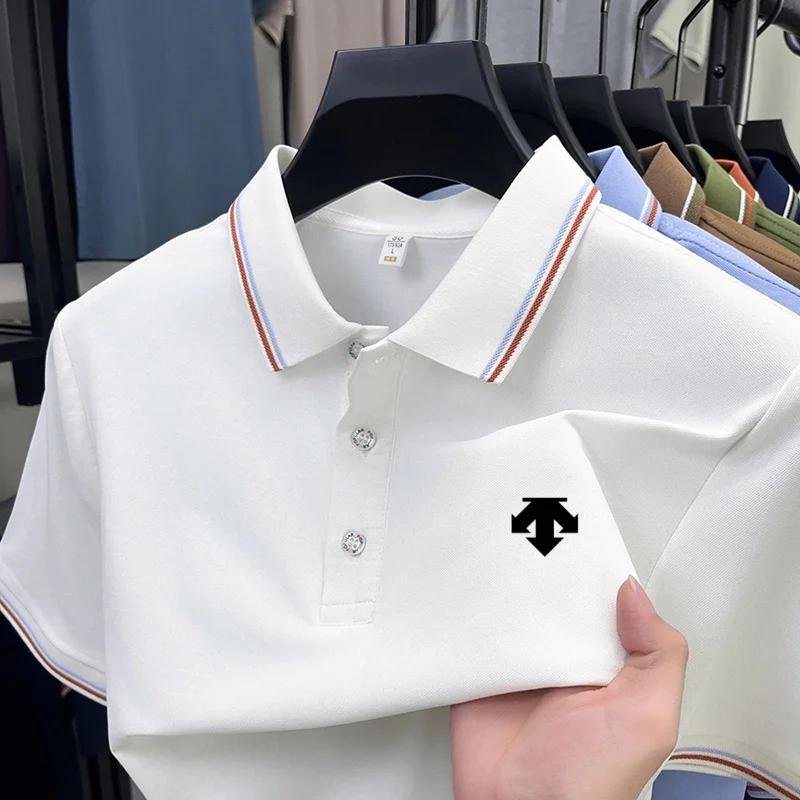 Polo d'été pour homme, couleur unie, respirant, de luxe, décontracté, col classique, t-shirt à manch