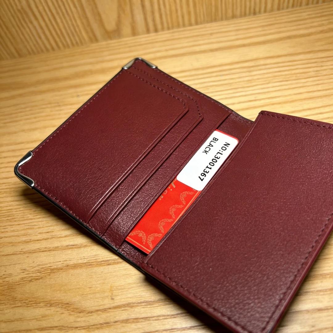 L3001366 # 1069120 Porte-cartes de luxe en cuir de veau fait main, mini pochette à clip, porte-carte