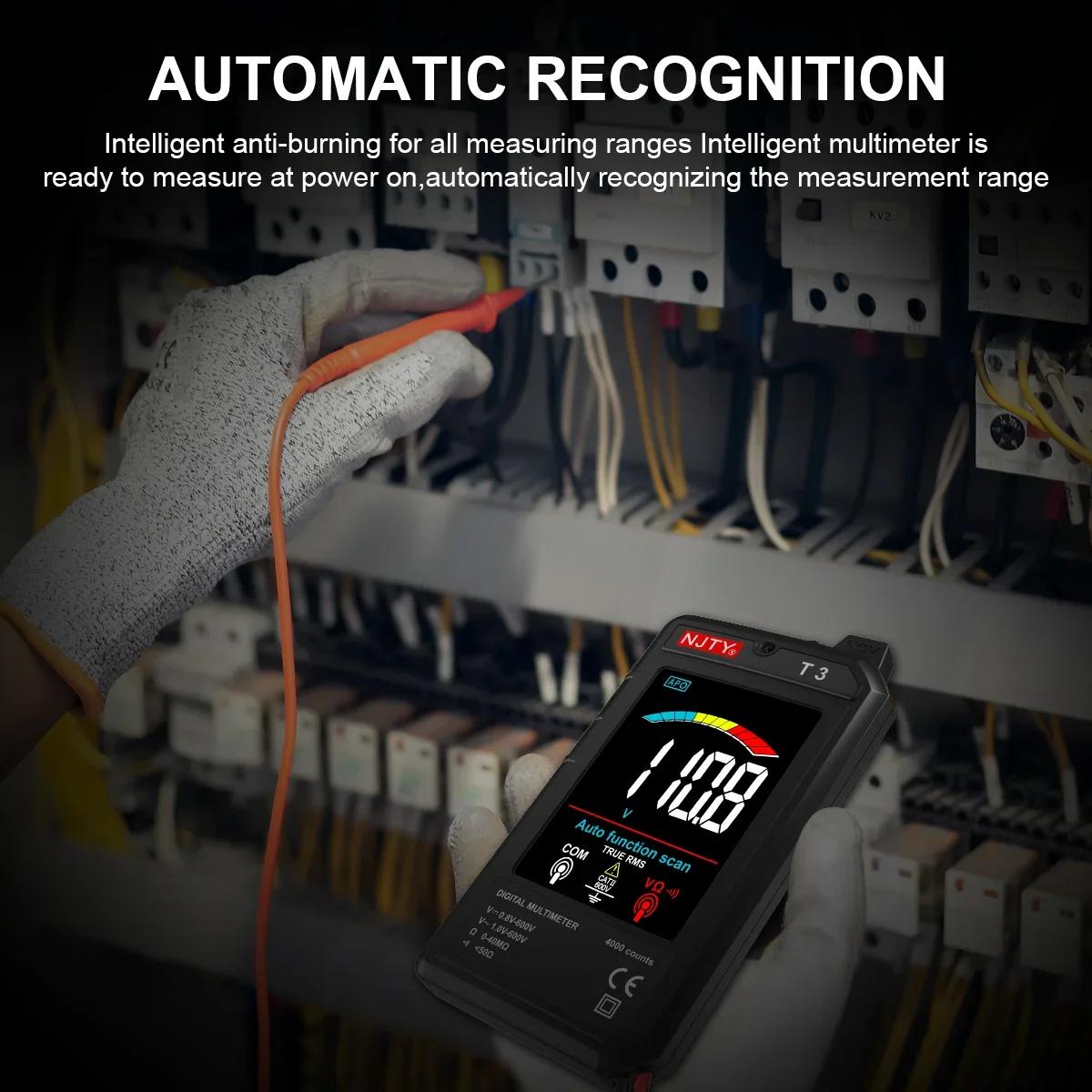 NJTY T3 multimètre numérique intelligent type-c charge automatique 4000 points Ultra-mince NCV fil s