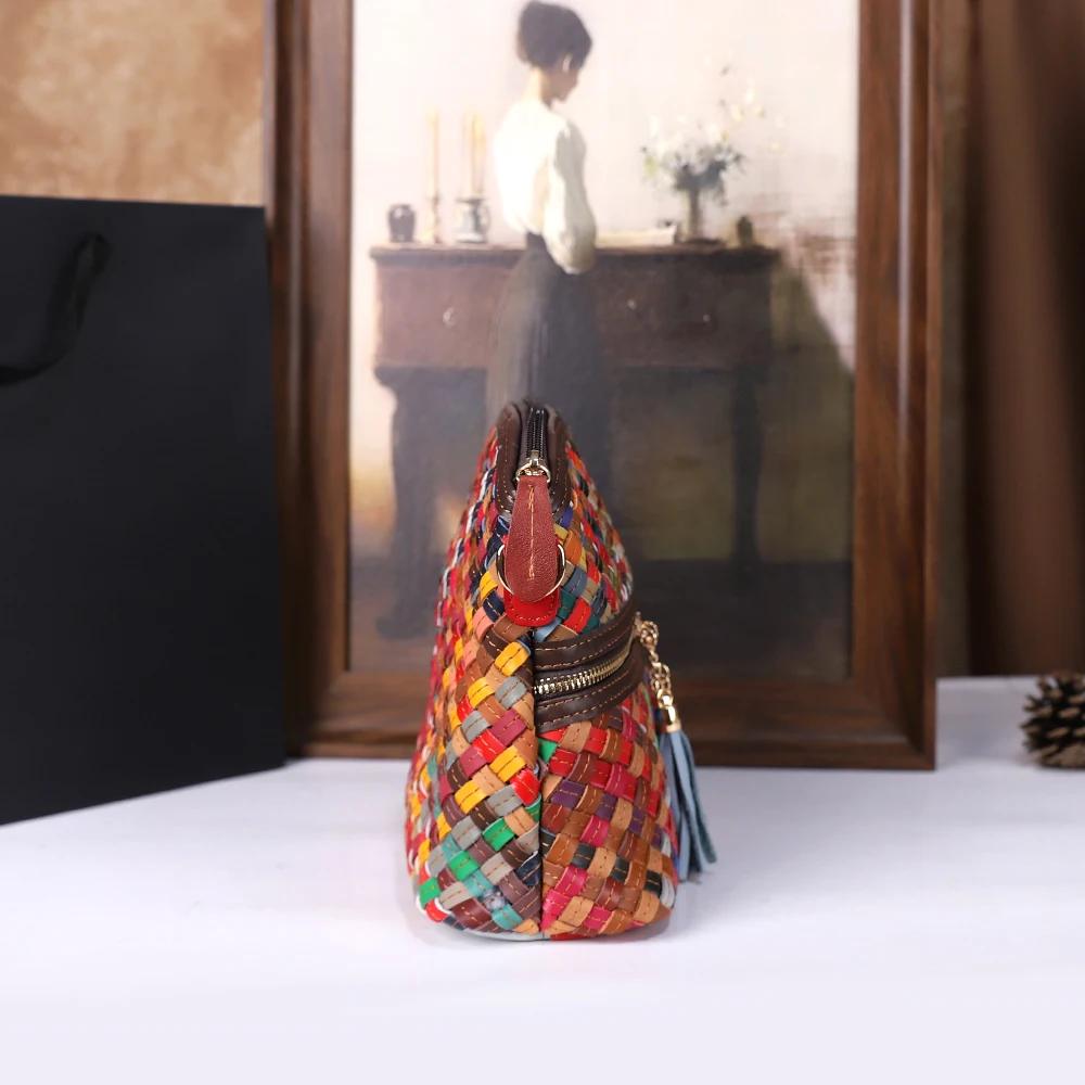 Sac à bandoulière en cuir épissé tissé à la main pour femmes, décontracté, léger, polyvalent, sangle