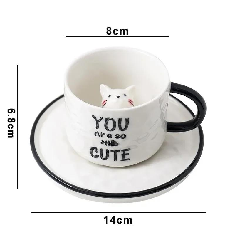 Tasse à griffes de chat en céramique, chaton mignon, fond de tasse d'eau animale, tasse de chat, tas