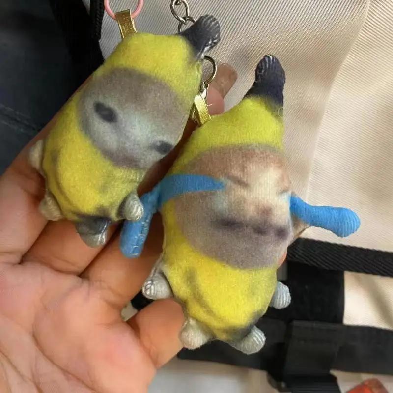 Pendentif poupée chat banane 17cm, porte-clés vocal pleurant, chat banane heureux