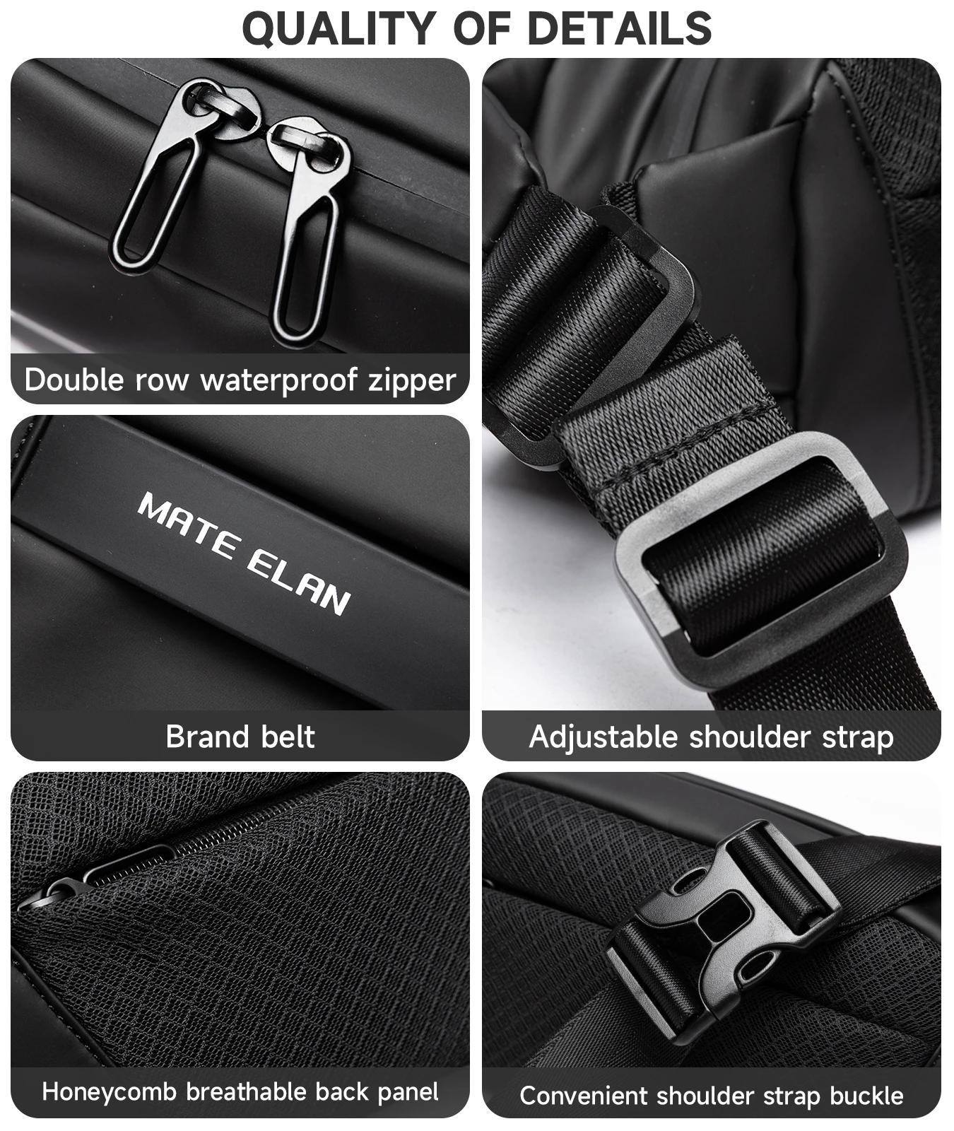 MATE ELAN solide imperméable hommes bandoulière sac à bandoulière quotidien voyage sport Fanny Pack 