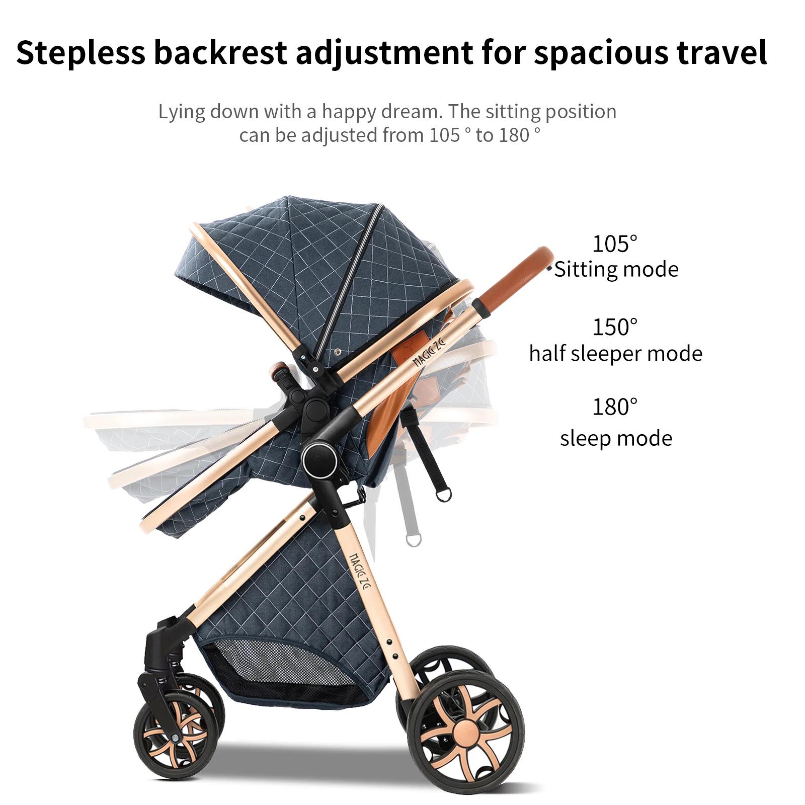 Poussette Bébé 3 en 1 Pliable Légère avec Dossier Réglable et Capote pour Nouveau-né, Idéale pour le