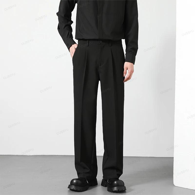 OUSSYU marque automne pantalons décontractés hommes d'affaires taille élastique Style coréen noir ma