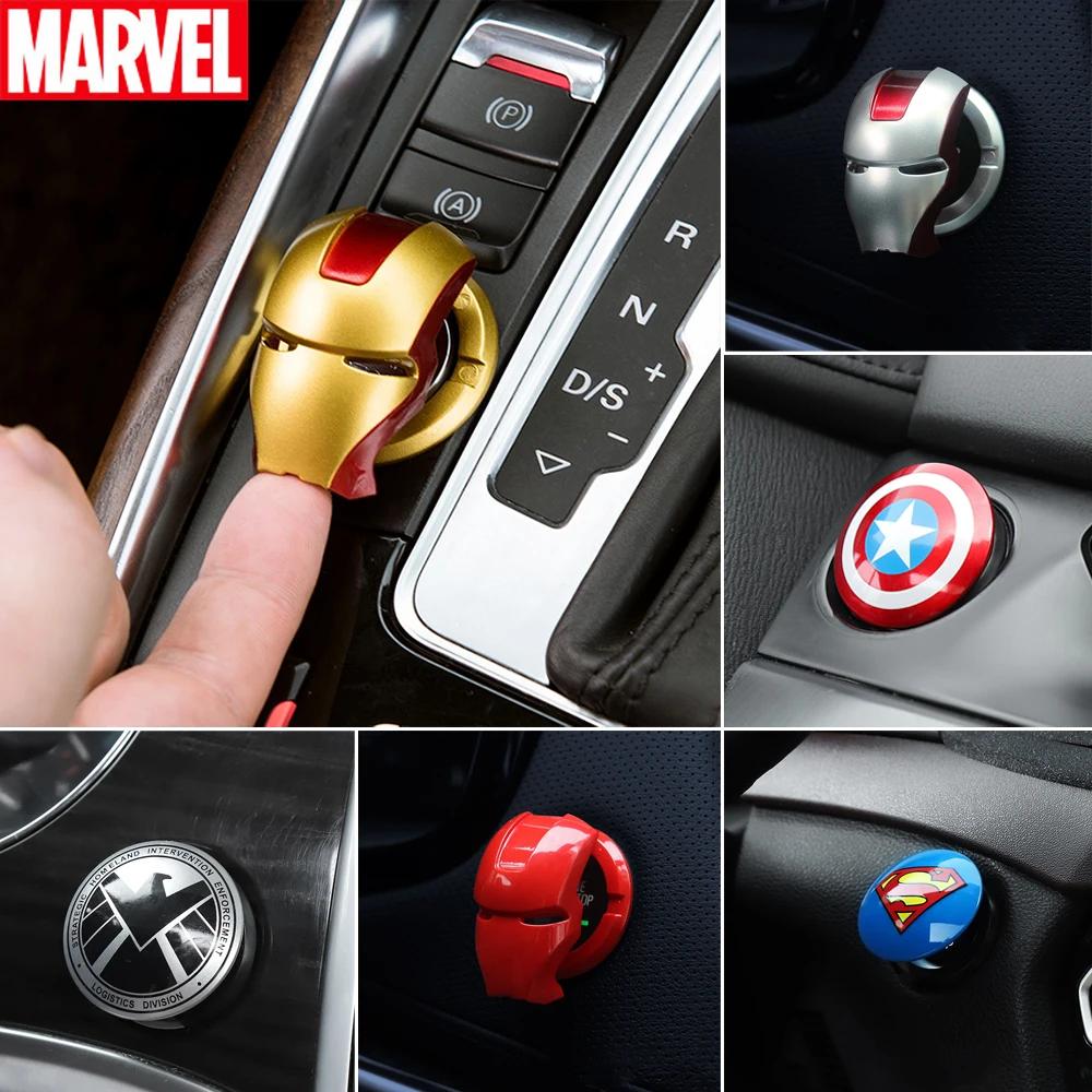 Couverture d'allumage de voiture Marvel-bouton de démarrage du moteur Captain America et Iron Man, a