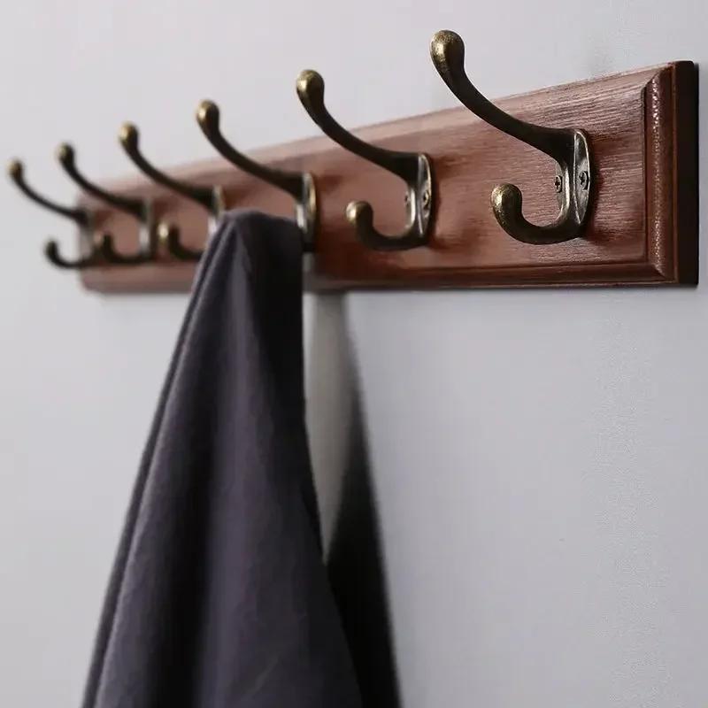 Porte-manteau mural en bois massif avec crochets, gain de place, organisateur de placard pour chapea