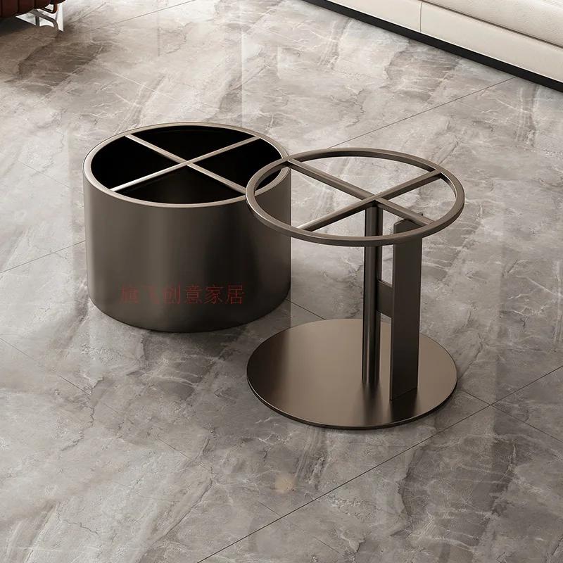 Table basse de luxe légère, combinaison de taille de jambe, support de table basse rond en pierre de