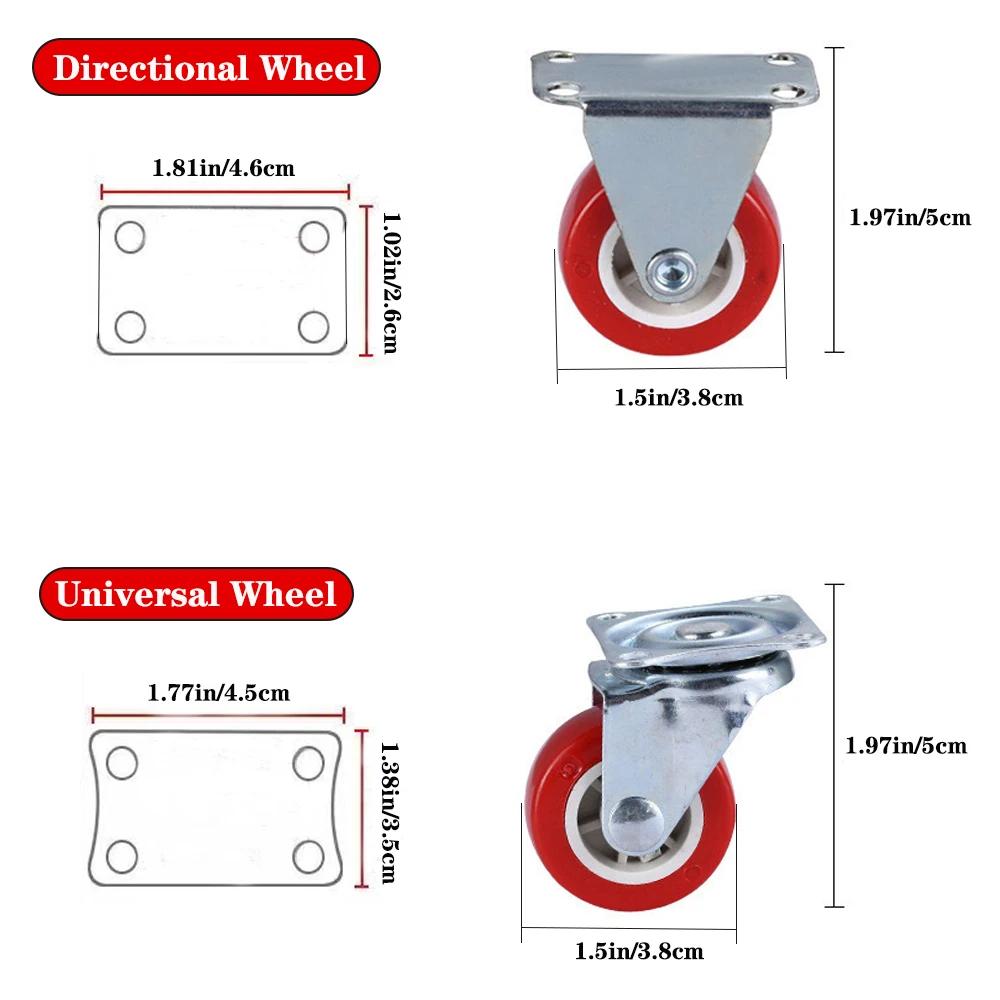 2 ⁄ 4 petites roulettes silencieuses, roues universelles, roulettes rotatives 1.97 ", roues fixes ro
