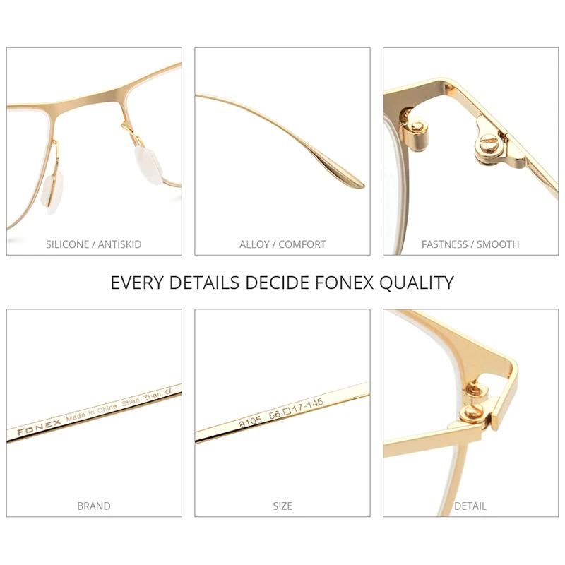 FONEX alliage lunettes cadre hommes montures à jante complète haut de gamme qualité lunettes carrées