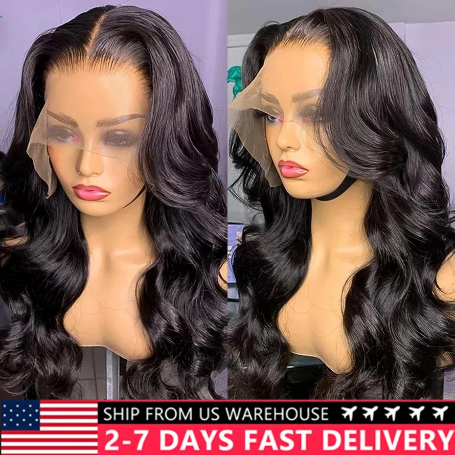 Perruque Lace Front Wig Body Wave Brésilienne Naturelle, Cheveux Humains, Pre-Plucked, 4x4, 13x4, 13