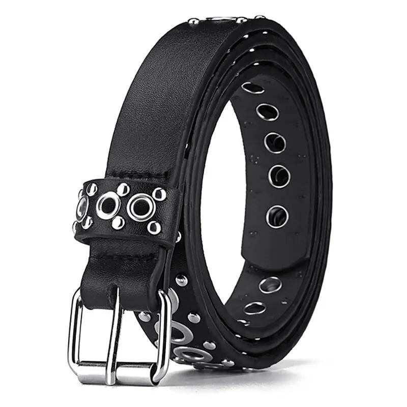 Ceinture fine à rivets pour femmes, à la mode, avec boucle à aiguille personnalisée, tendance de rue