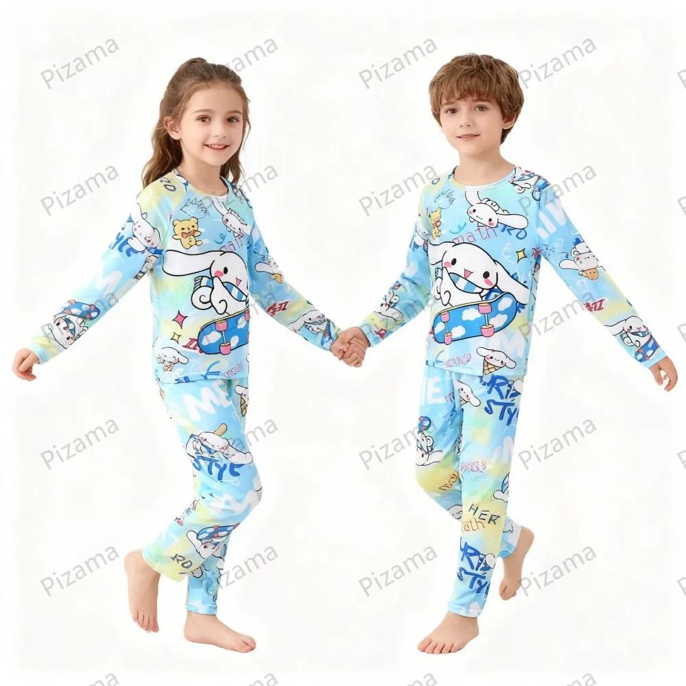Ensembles de pyjamas pour filles Sanrio, manches longues, doux, pyjamas Hello Kitty, pyjamas pour en