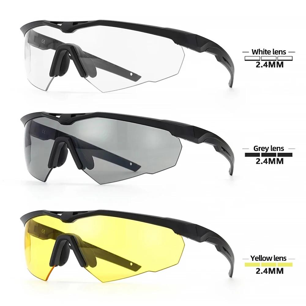 Lunettes tactiques militaires CS Airsoft lunettes de tir coupe-vent HD 3 lentilles Motocross moto al