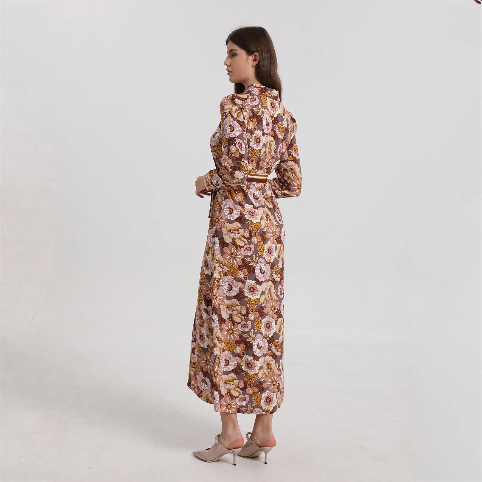 I-ISHA-Robe Maxi Douce Imprimée avec Ceinture, Style Grandes Bol et Femmes, Vêtements, Printemps et