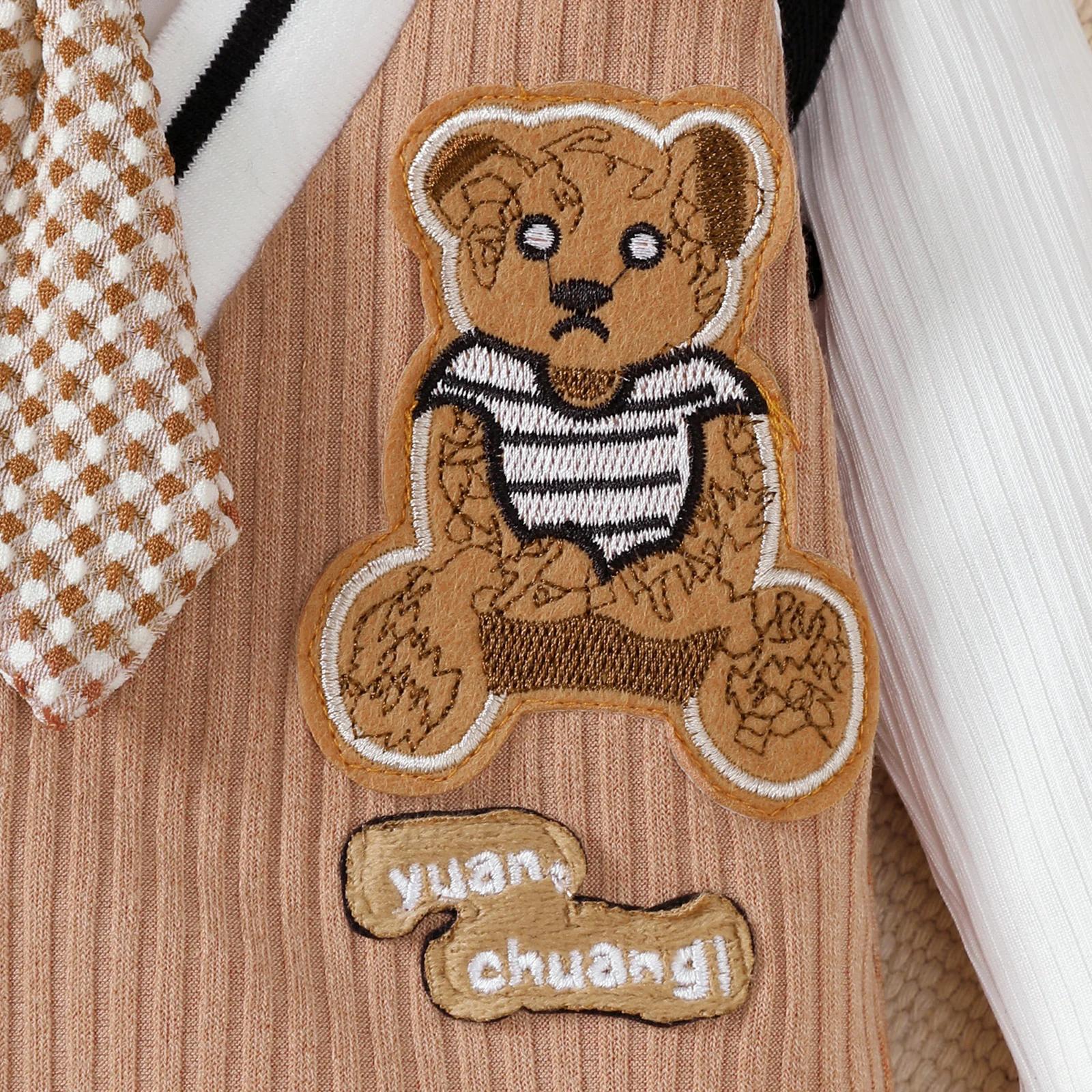 Combinaison pour bébé garçon, petit homme, ours en peluche de dessin animé, manches longues, Costume