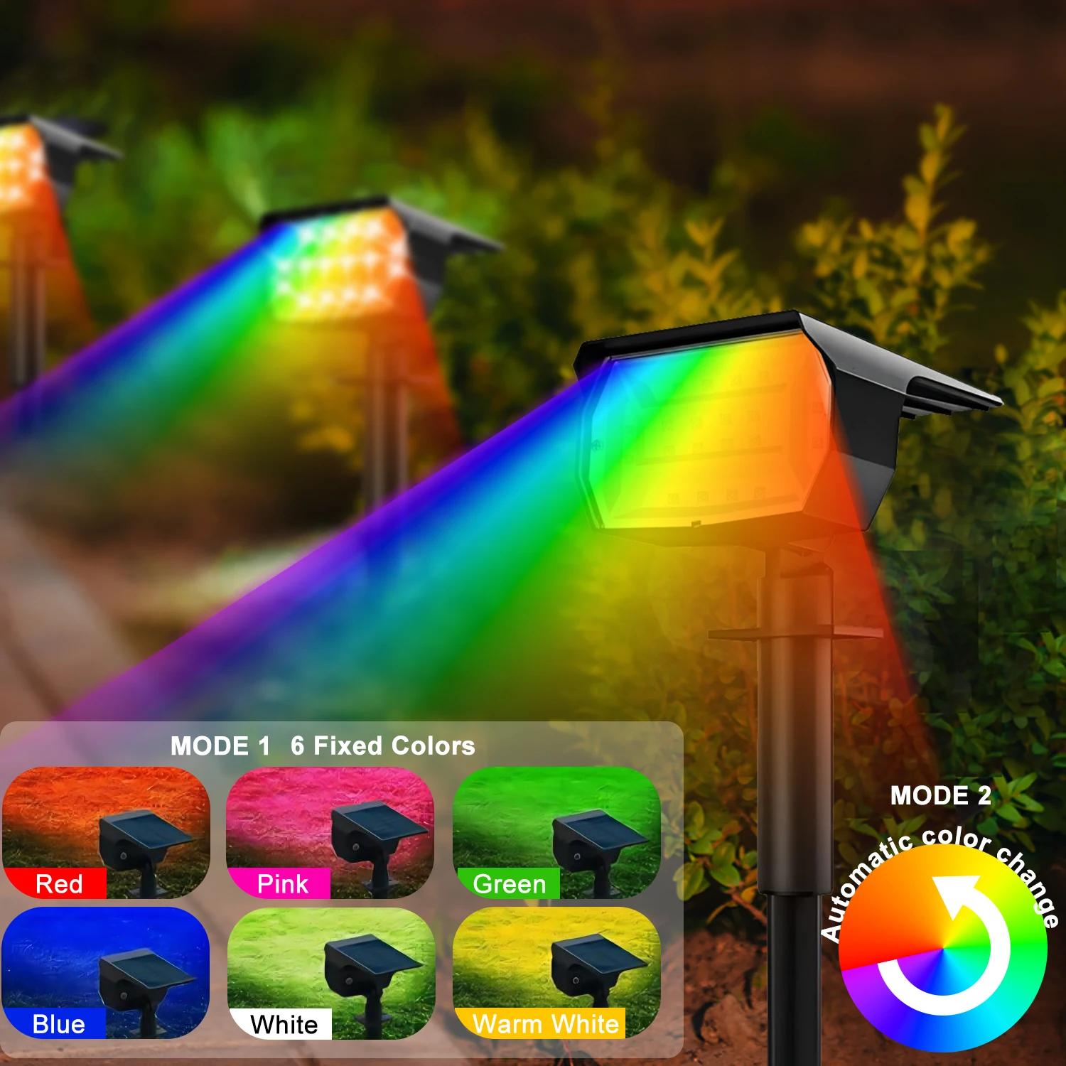 Projecteur solaire extérieur RVB, 37 LED, 20LED, spot de paysage, 62 appliques murales, étanche, cha
