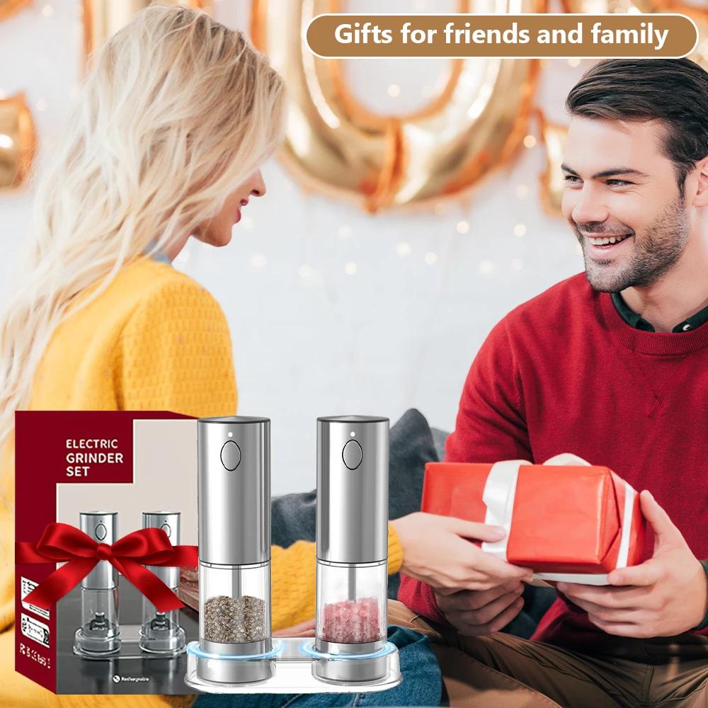 Moulin à poivre électrique en acier inoxydable, moulin à sel et à poivre, Rechargeable par USB, gros