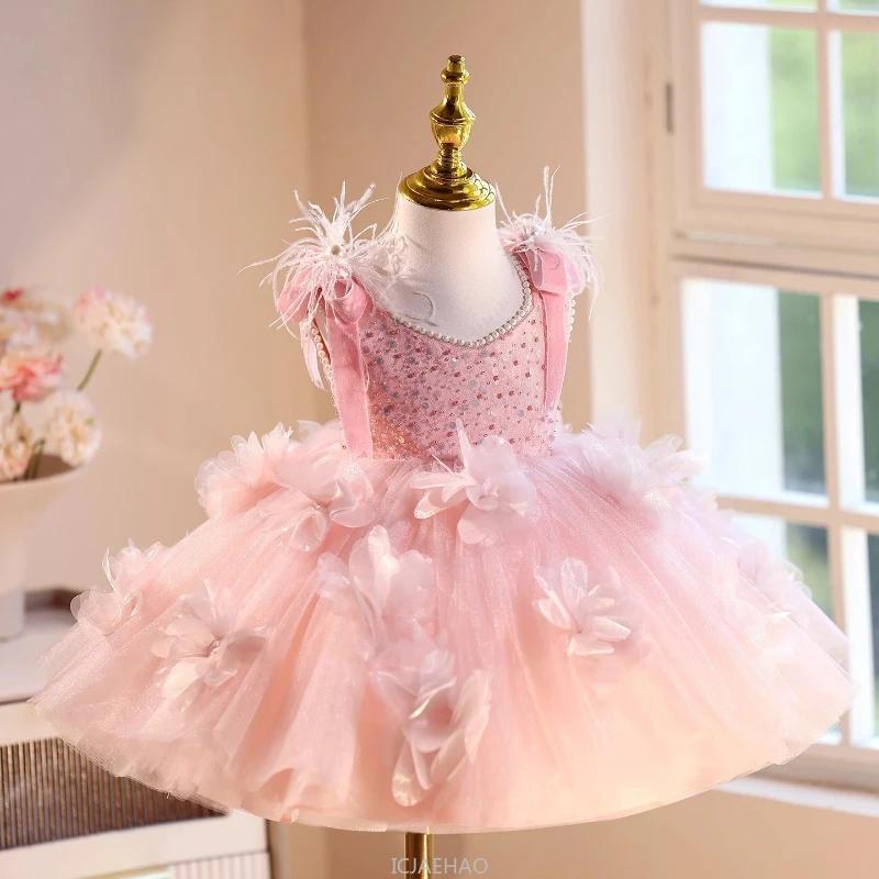Robe de Soirée 2026 Nouvelle Collection Rose pour Filles, Costume de Princesse, Robe de Demoiselle d