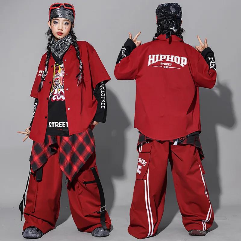 Sweat-shirt à la mode Hip Hop pour garçons, pantalon cargo pour danse de rue, haut K-pop pour filles