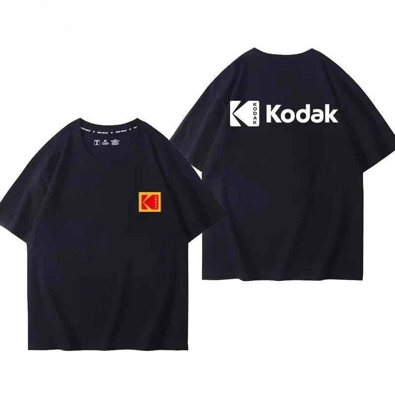 T-shirt Homme Tendance 2026 Kodak en Coton Imprimé Style Rétro pour Loisirs Décontractés et Streetwe