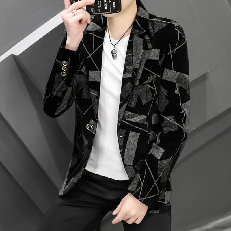 Veste en velours côtelé mince pour hommes, blazers trempés, manteau décontracté, robe d'affaires, so