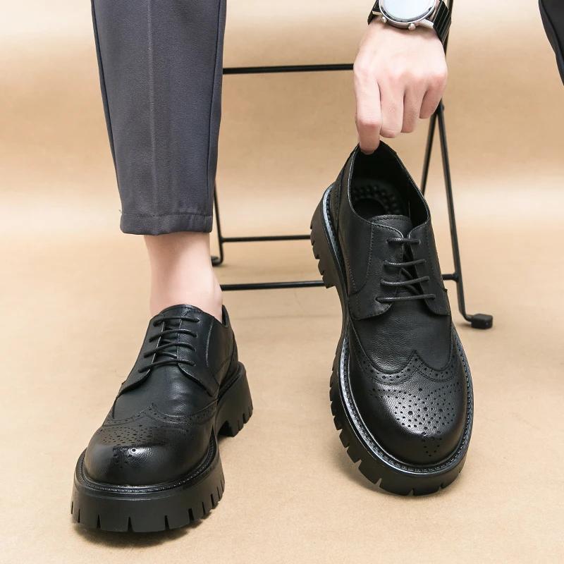 Chaussures Oxford à fond épais de marque de luxe, chaussures de sécurité d'extérieur à lacets, chaus
