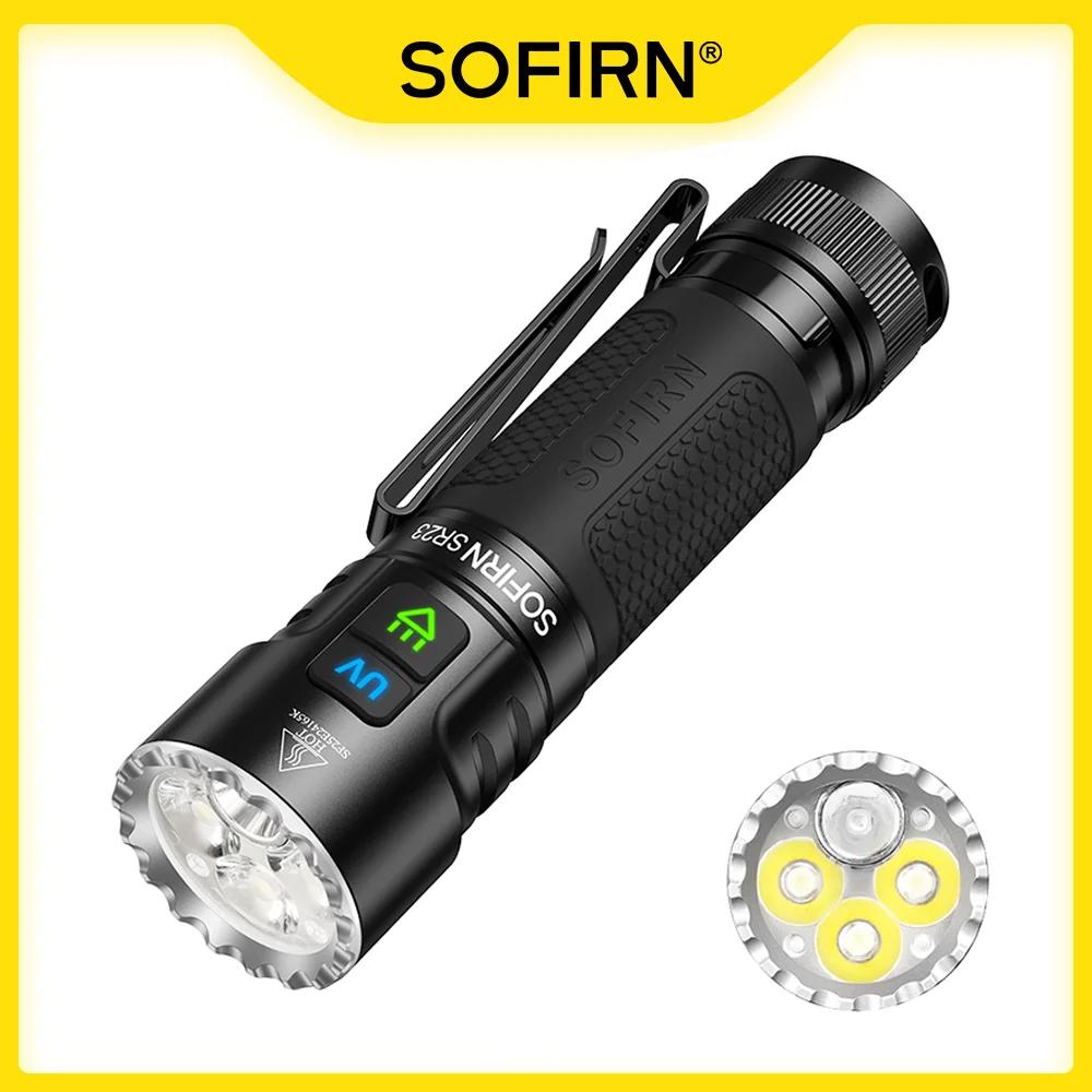 SOFIRN SR23 lampe de poche double lumière 3300lm projecteur blanc et 365nm lumière UV 21700 USB C la