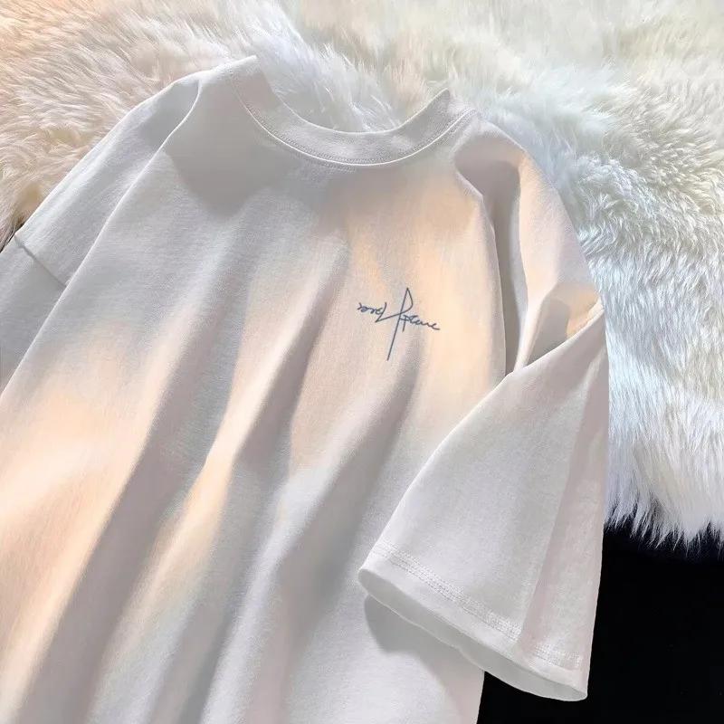 Japonais minimaliste lettre imprimer M-8XL grande taille hommes décontracté respirant T-shirt été à 