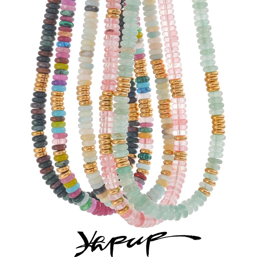 Yhpup – collier de perles en pierre naturelle colorée, fait à la main, chaîne Y2K, à la mode, en aci