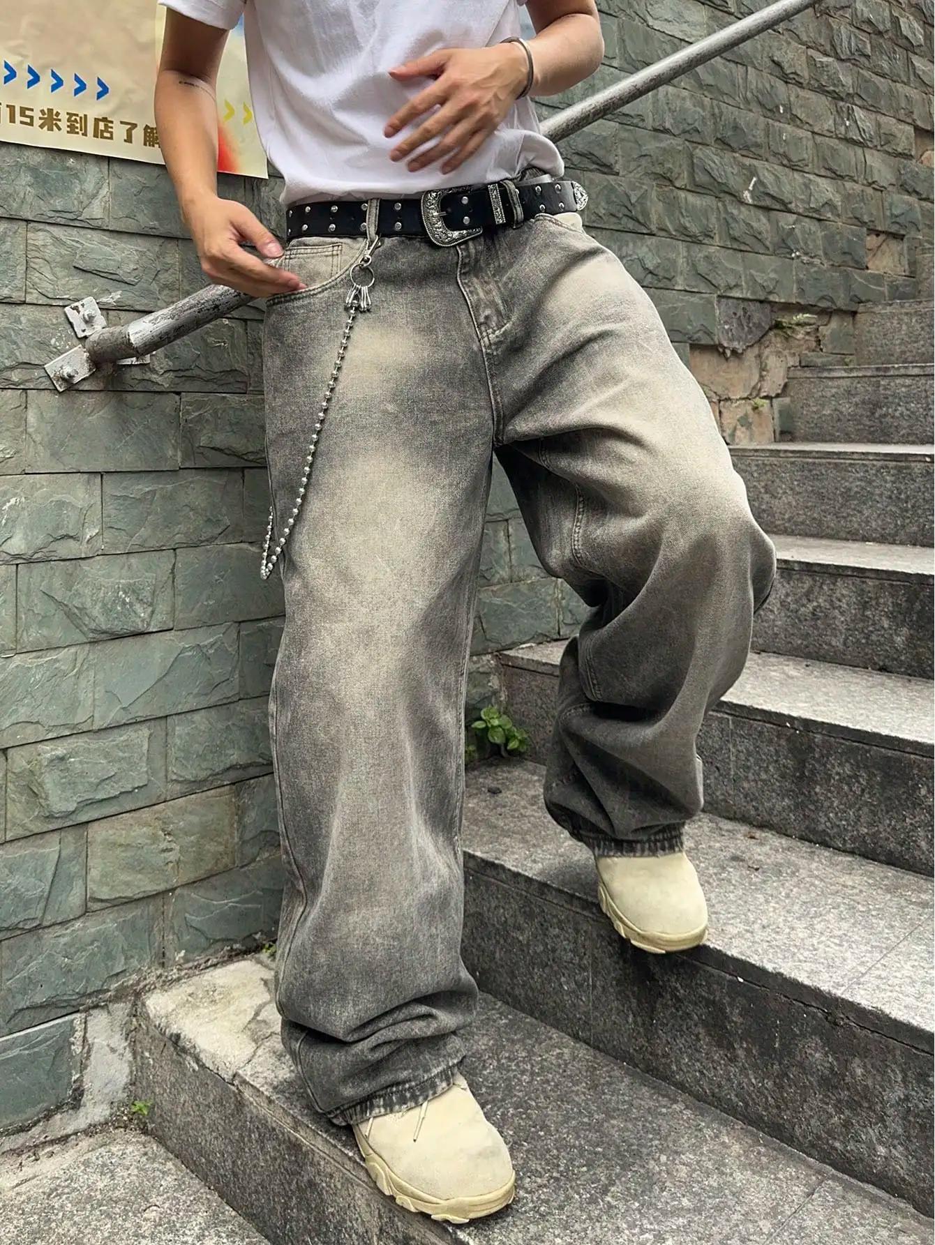 Vintage hommes y2k extensible Baggy Denim jean pour hommes mode pantalons décontractés Streetwear De