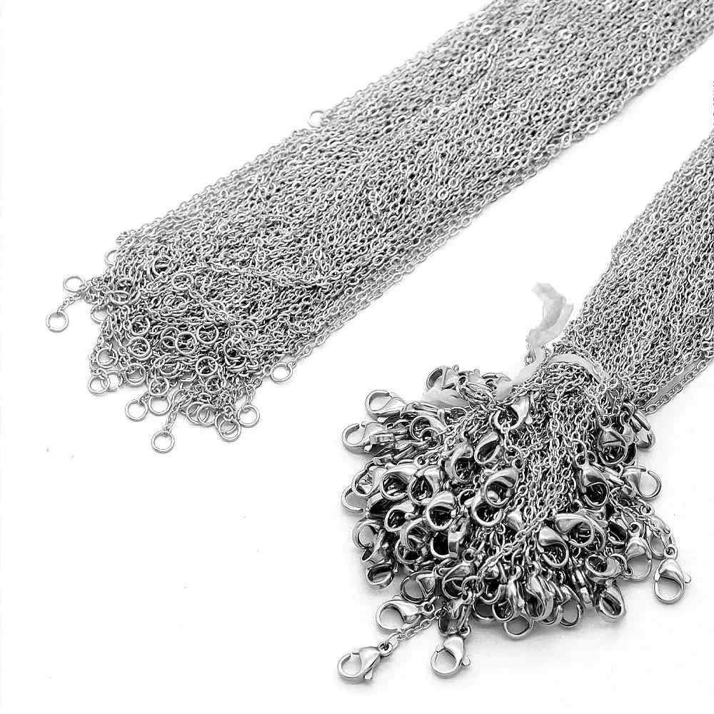 100 pcs/Lot en vrac en gros 304 en acier inoxydable couleur argent 45-50 cm lien de câble Rolo chaîn