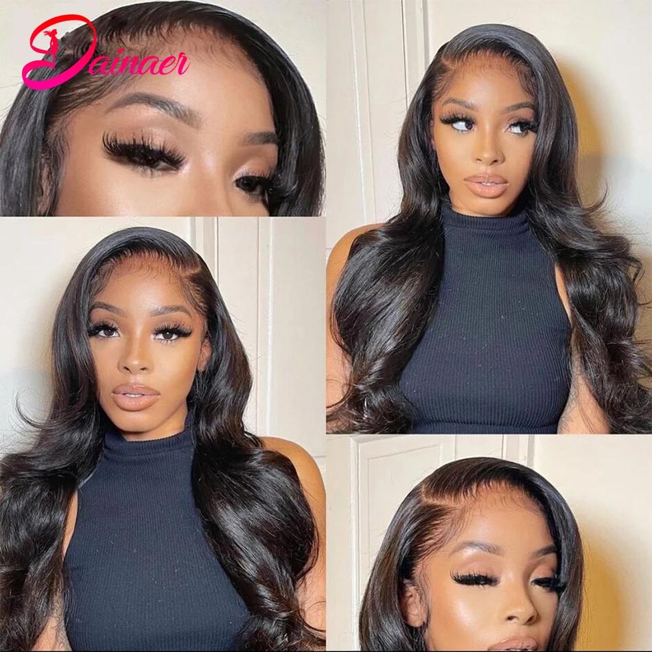Perruque Lace Closure Wig indienne Remy, cheveux naturels, Body Wave, 4x4, 12-22 pouces