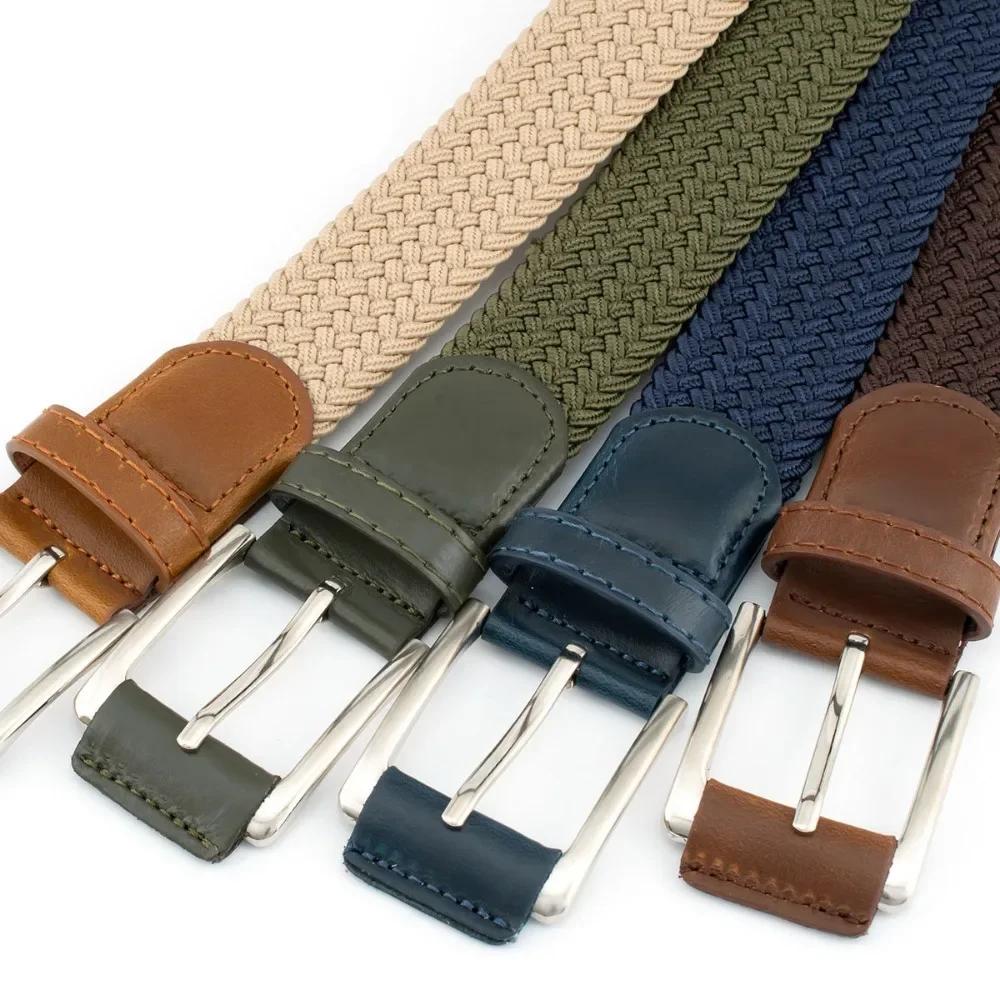 Ceinture à boucle ardillon en alliage tissé et respirant pour hommes et femmes, jean décontracté de 