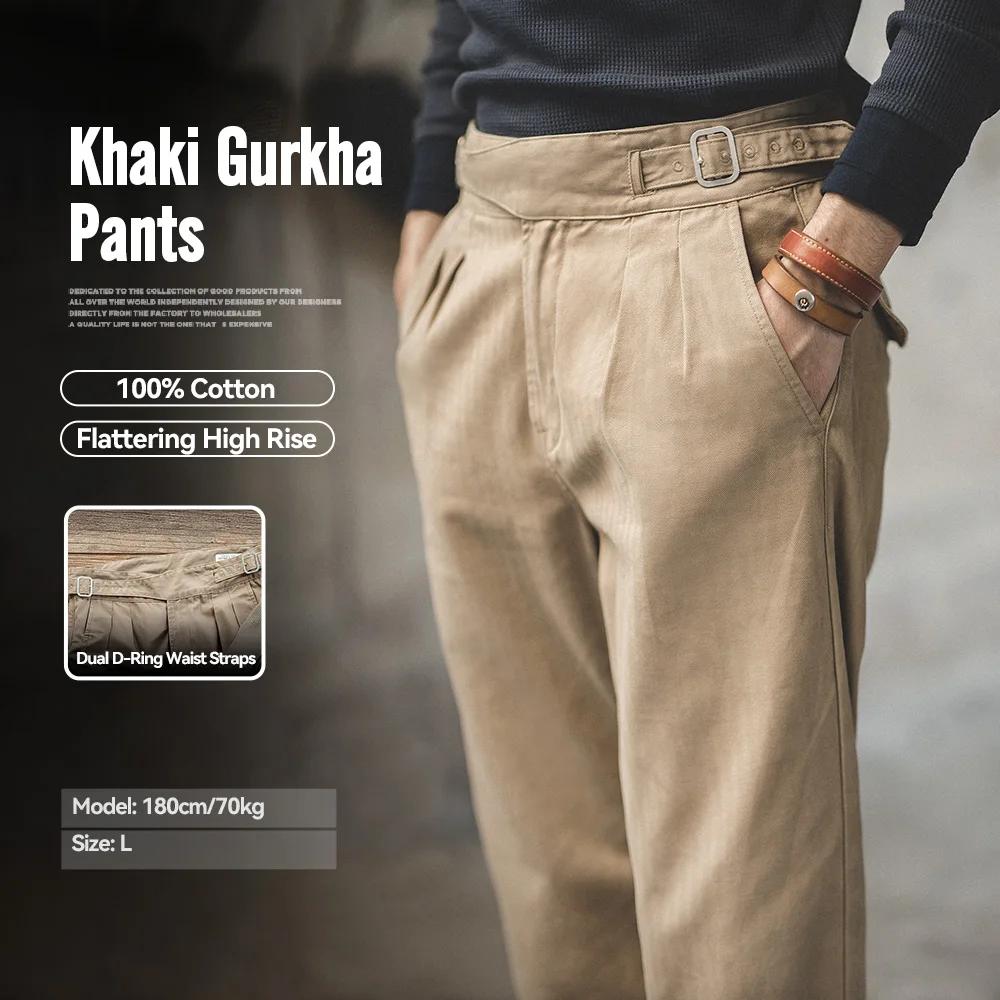 Maden Vintage réglable taille haute Gurkha pantalon kaki décontracté Cargo pantalon de travail class